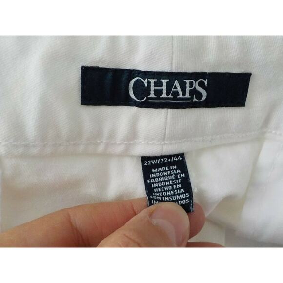 Chaps White Ankle Pants Women size 22W Stretch Cotton Flat Front Zip Up - Picture 4 of 7
